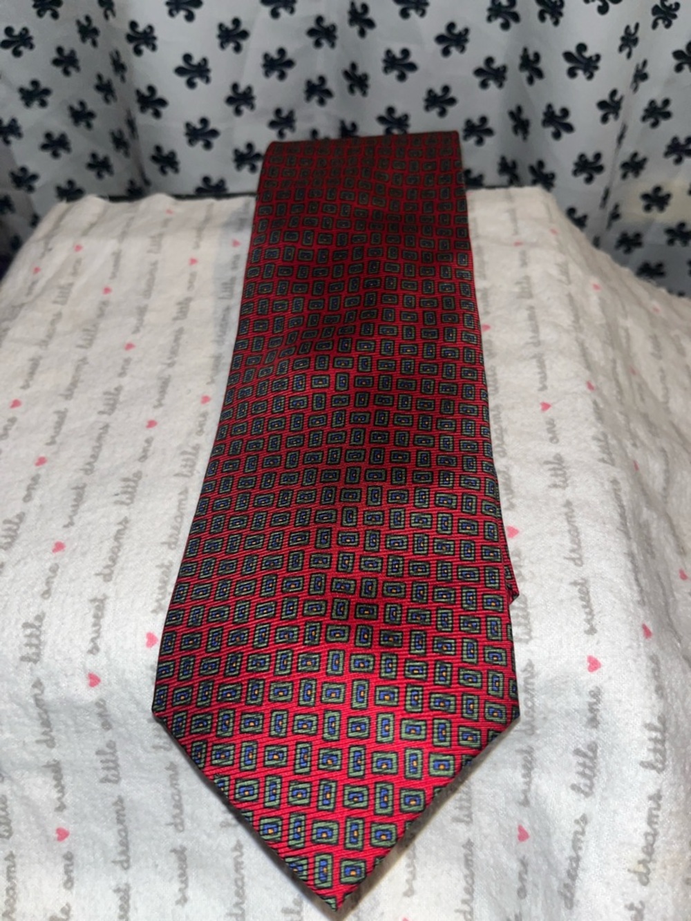 Ralp Lauren Red Geometric Pattern Men's Tie - Unbranded
